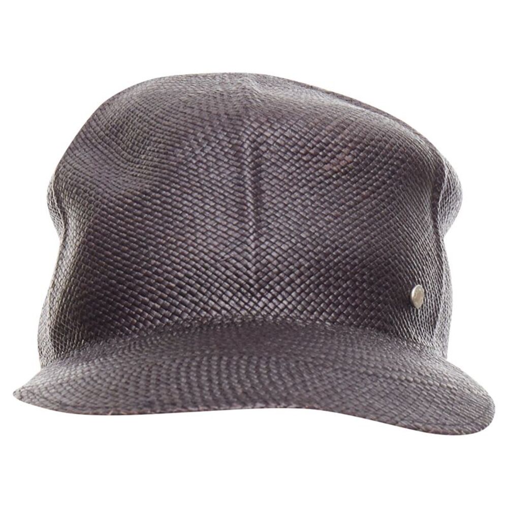 Hermes Riley Panama Straw Silver Logo Cotton Lined Cap Hat - Picture 3 of 6